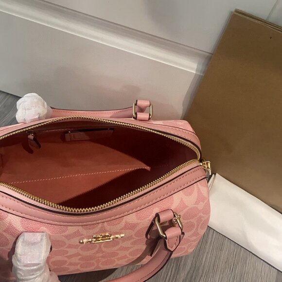 Coach Rowan Satchel Bag In Signature Canvas Powder/Pink - Picture 8 of 8